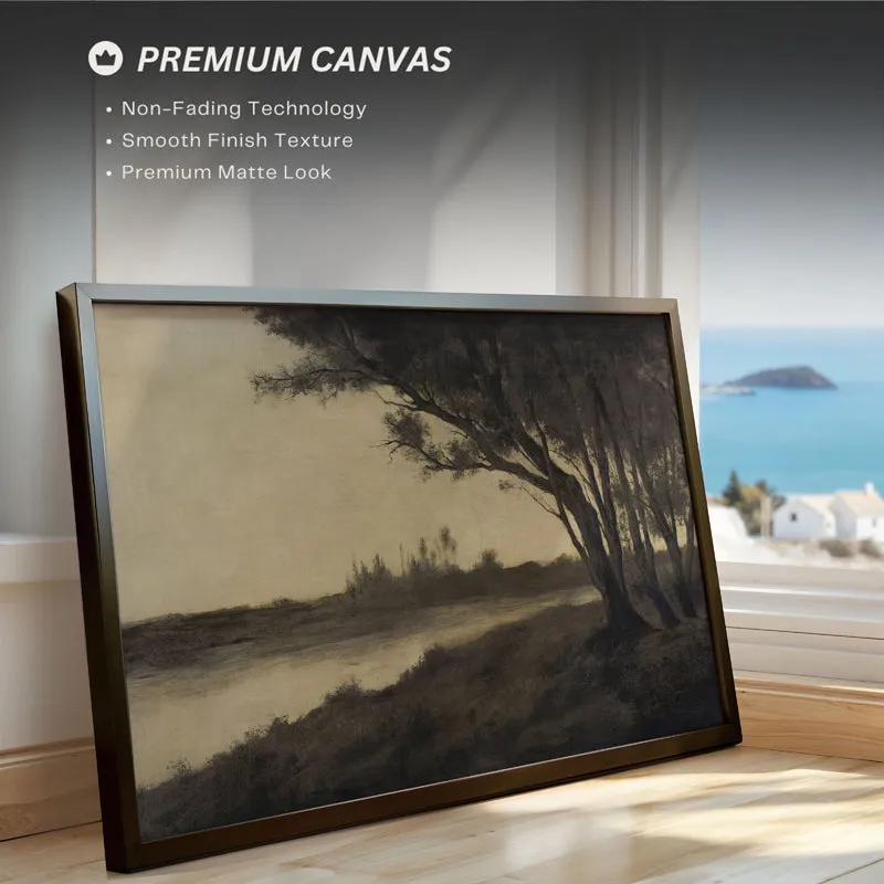 Lake Noir Wood Wall Art With Frame - Black media 4