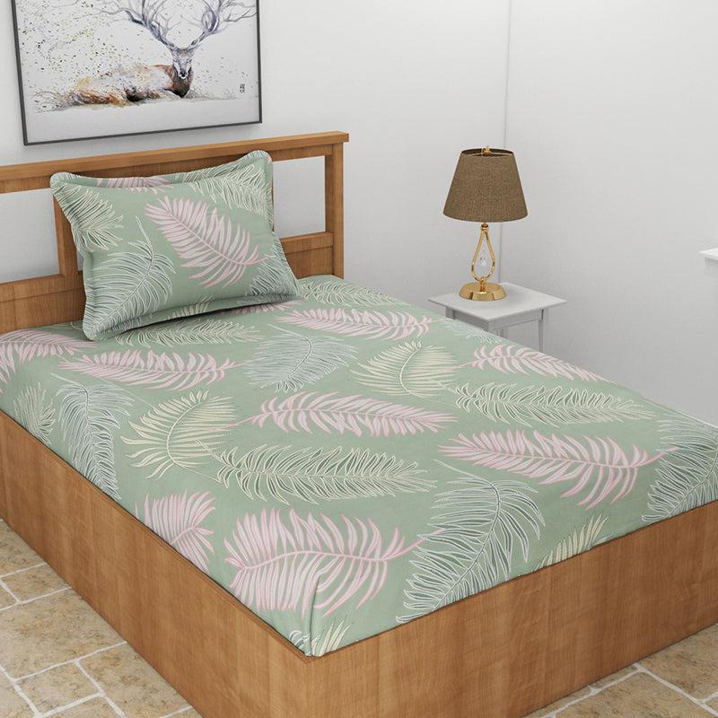 Iberis Floral Microfiber Bedsheet (Fern Green) - 130 GSM media 3