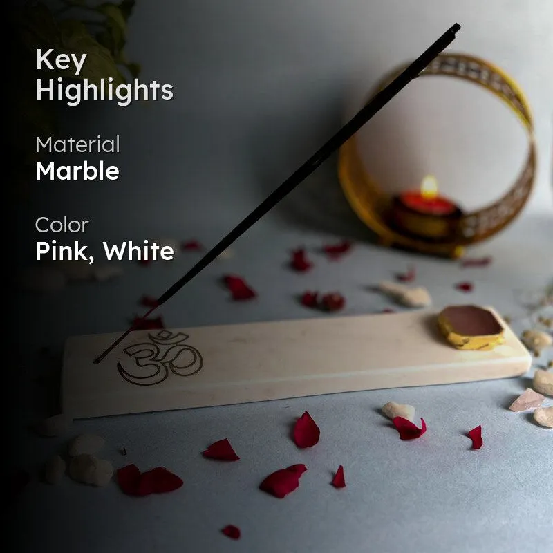Om Incense Holder With Rose Quatrz Plating - Pink media 2