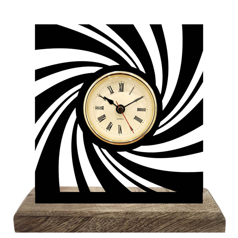 Time Vortex Iron & Mango Wood Table Clock media 3