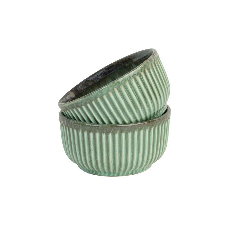 Mintora Green Ceramic Serving Bowls - Set Of Two media 3