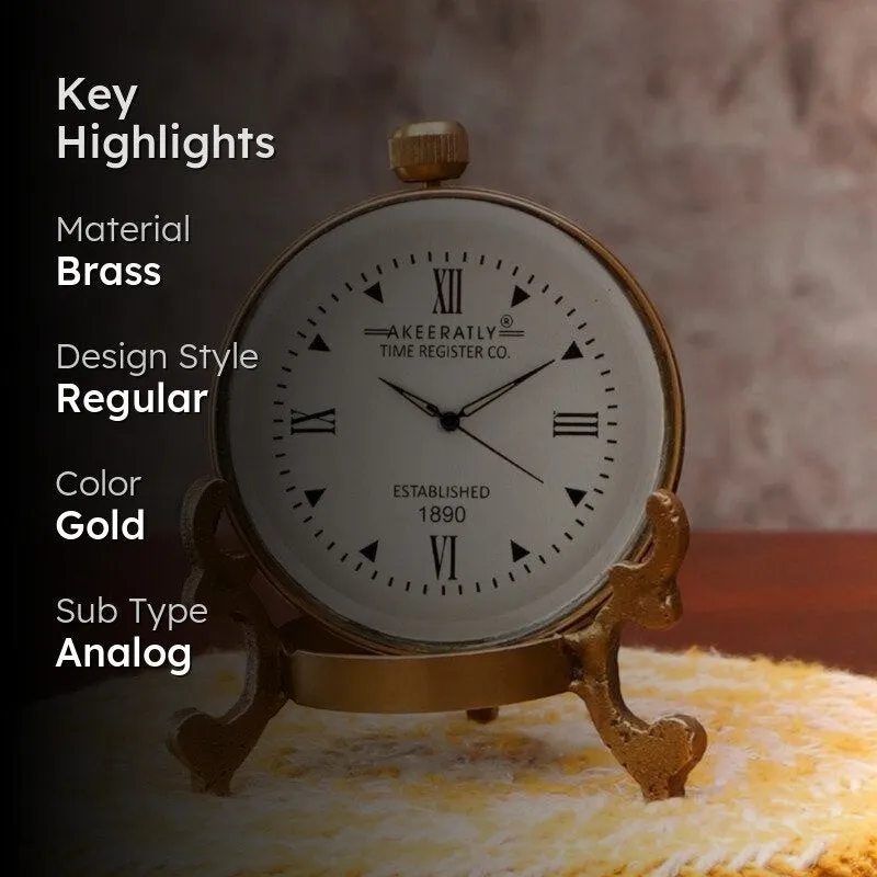 Houston Antique Brass Table Clock media 2