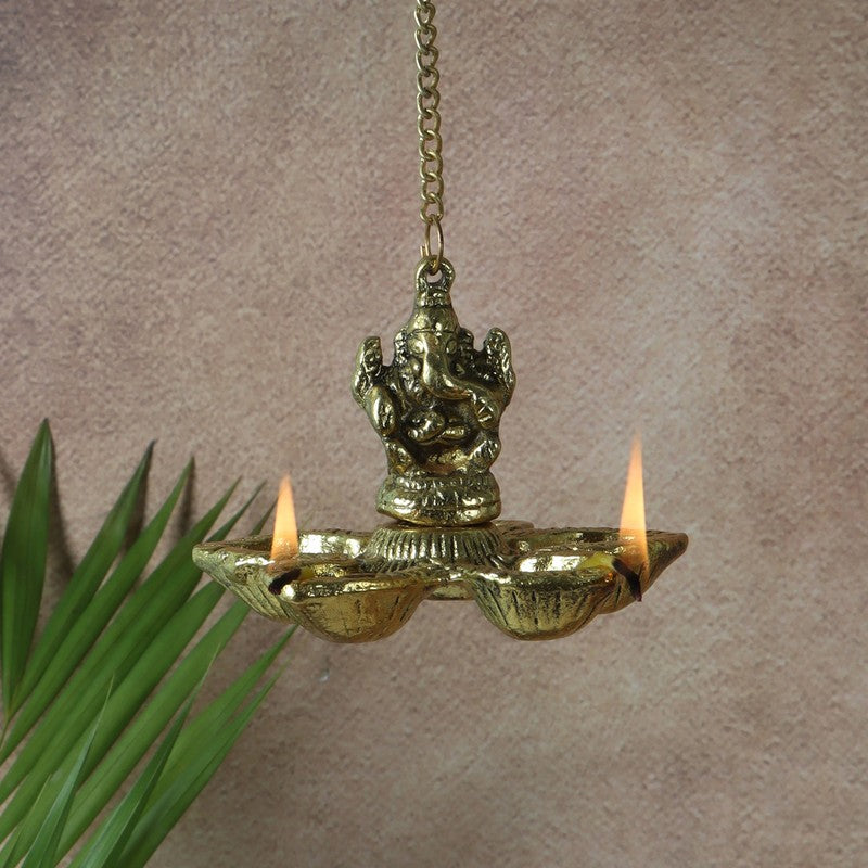 Vighnaharta Hanging Diya - Gold
