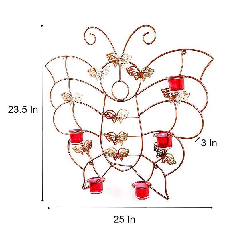 Sylva Wing Iron & Glass Tea Light Holder - Copper media 6