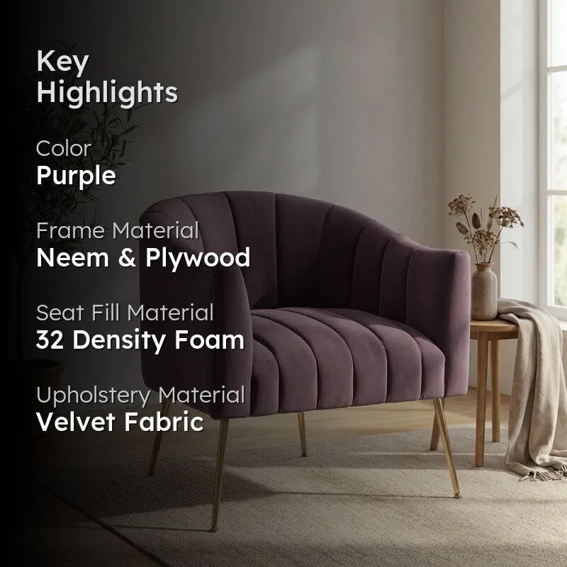 Plaino Neem Wood Accent Chair - Purple media 2