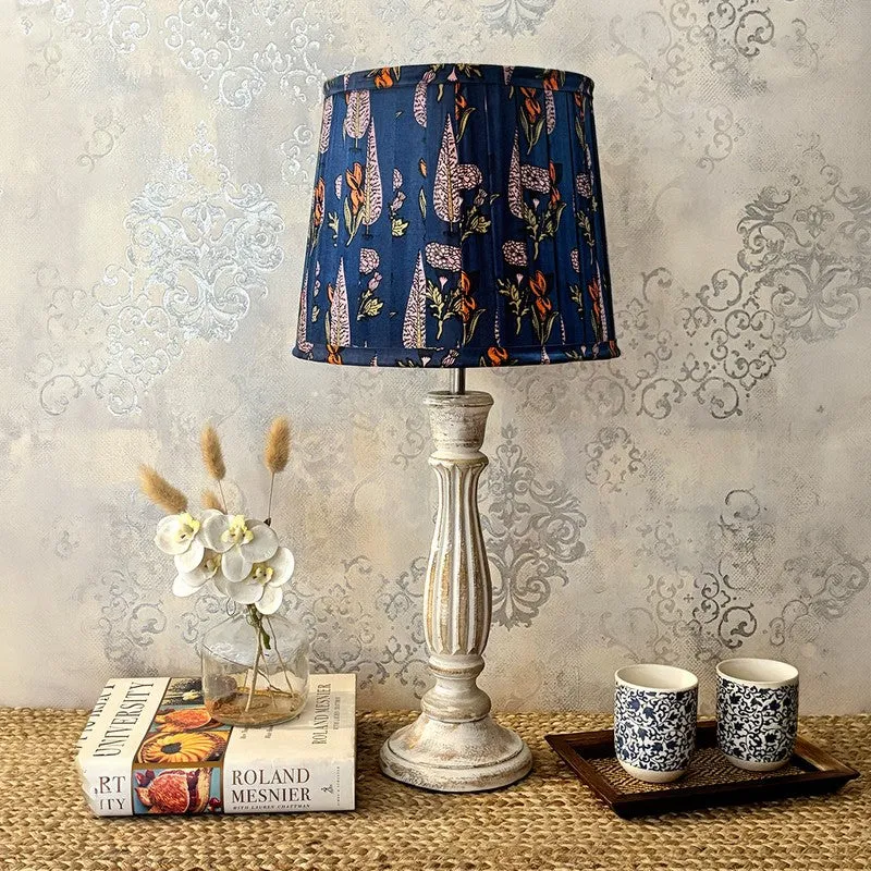 Sapphire Flora Wooden Base Cotton Table Lamp - Multicolor media 3