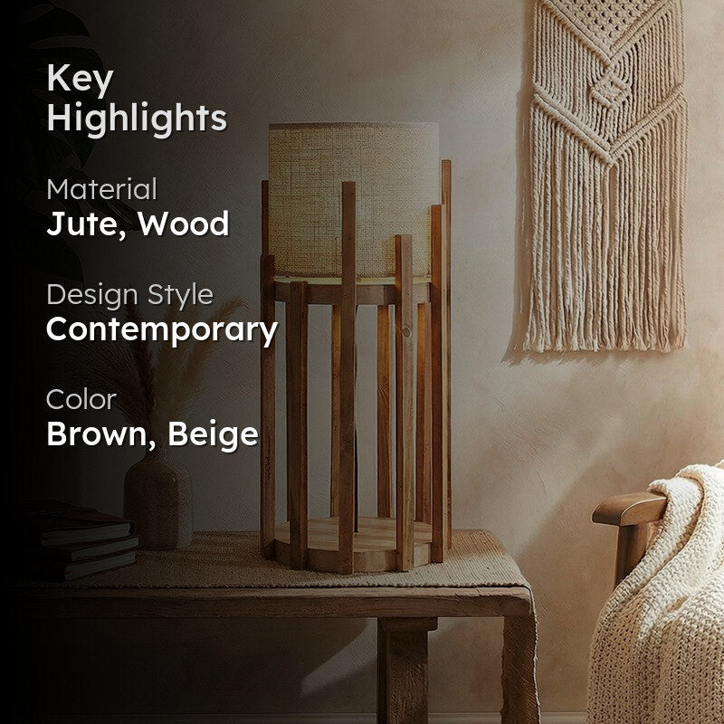 Kymera Jute Table Lamp - Brown,Beige media 2