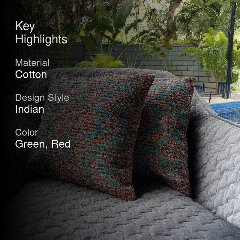 India Circus Weaver's Tale Tufted Cotton Cushion Cover - Set Of Two media 2