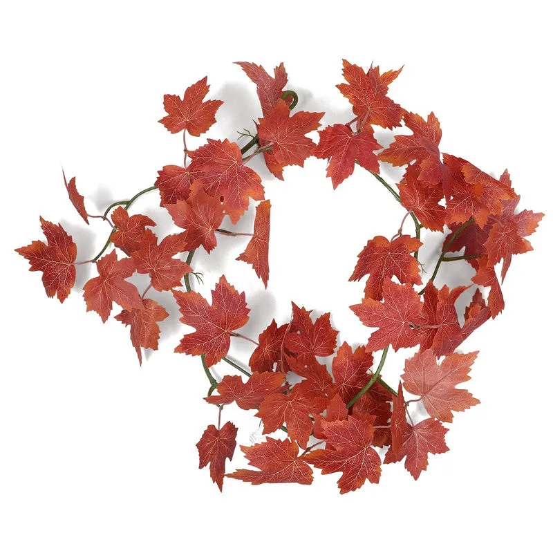 Artificial Orange Maple Leaf Vine - Set Of Two media 5