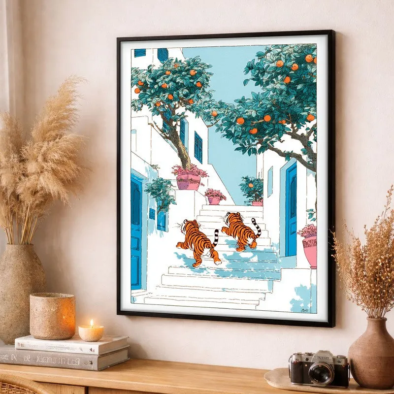 Amber Orbs Canvas Wall Painting - Black Frame media 3