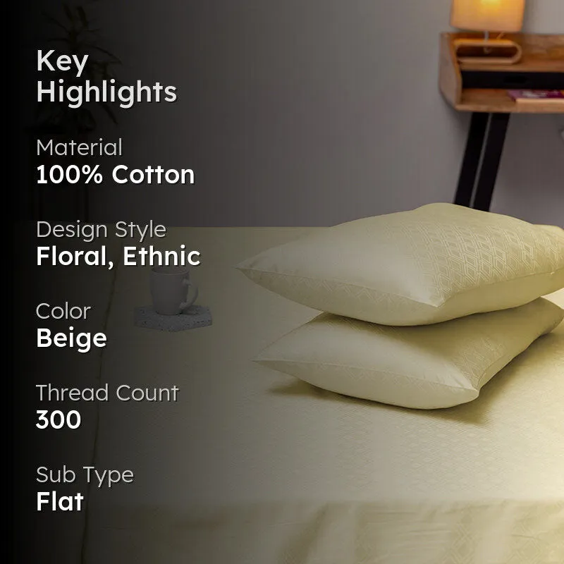 Diamond Dazz Jacquard Cotton Bedsheet (Ivory) - 300 TC media 2
