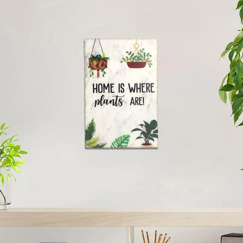 Home Is Where Plants Are Printed Marble Wall Accent media 1