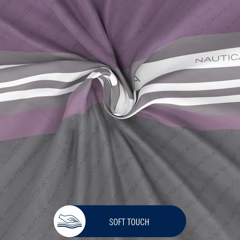 Nautica Stripe Symphony Cotton Bedsheet (Purple, Grey) - 160 TC media 6