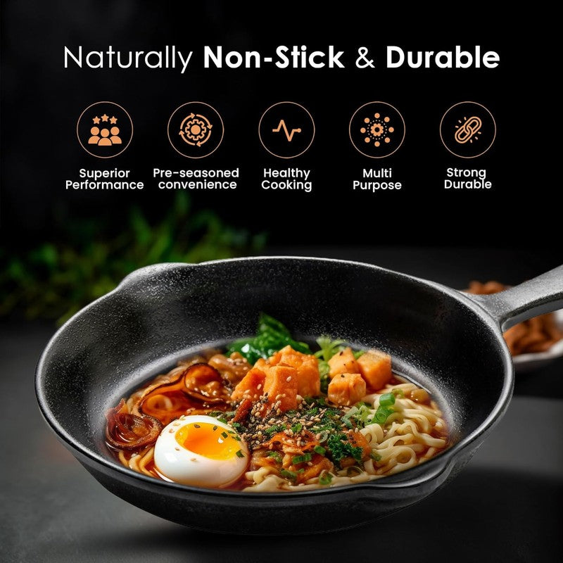 Solara Brewora Cast Iron Frying Pan with Handle - 1100 mL/8 inch media 10
