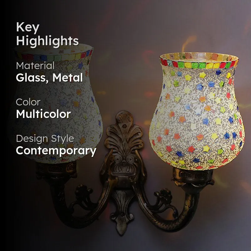 Ekta Twinner Mosaic Glass & Metal Wall Lamp media 2