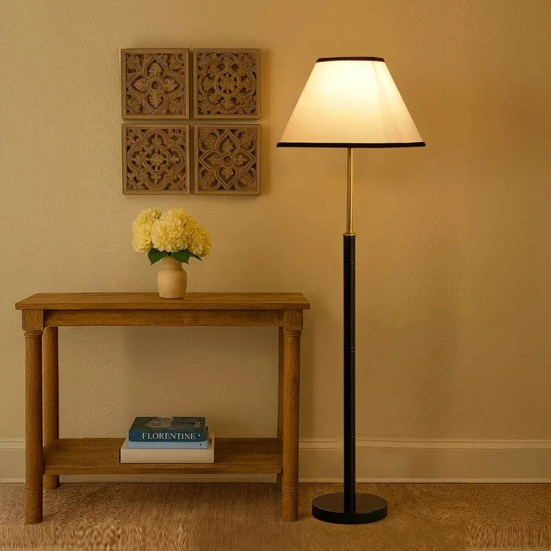 Halo Beam Wooden Floor Lamp - White & Black media 1