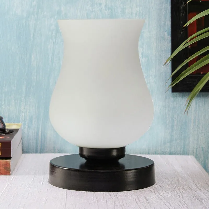 Astris Glass Wooden Table Lamp - White media 3