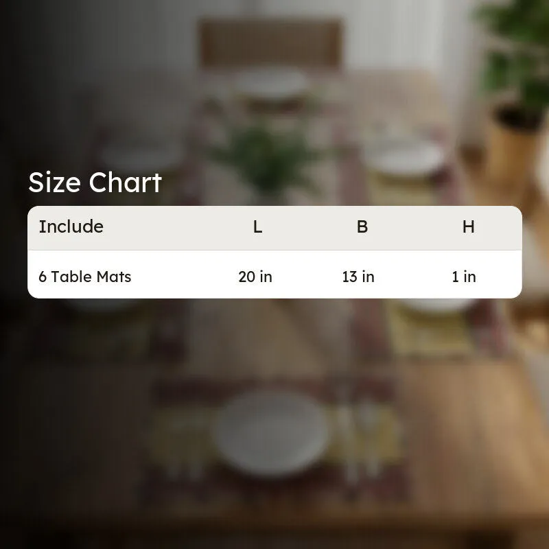Single rectangular table mat shown with length and width measurement markers