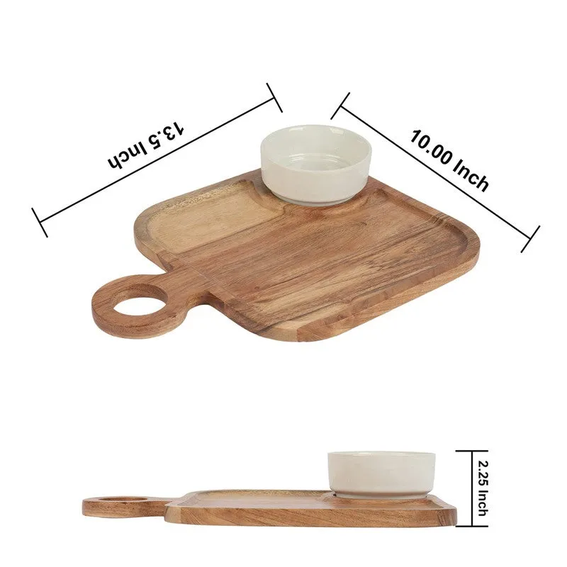 Earth Tone Tasting (Wood,Ceramic) Platter - Two Piece Set media 10