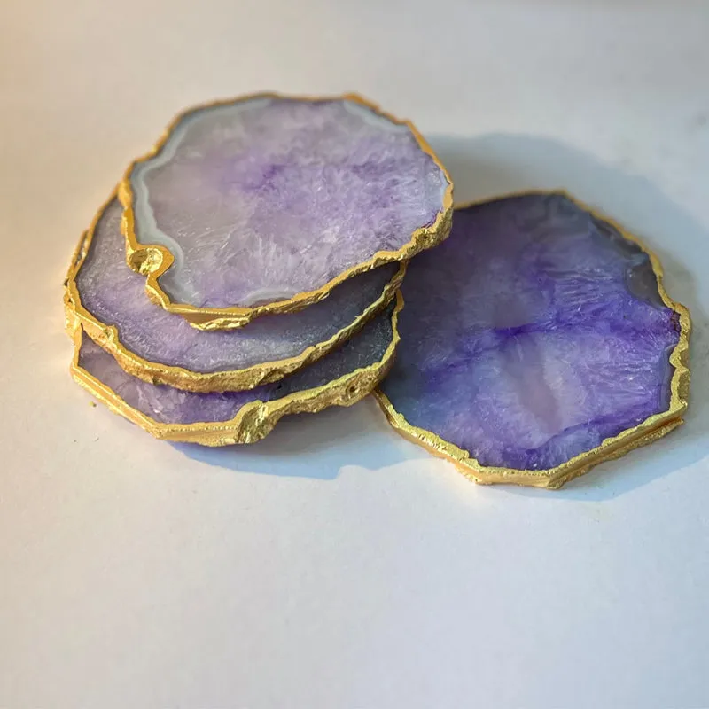 Celeste Handcrafted Crystal Agate Coaster (Purple) - Set Of Four media 4