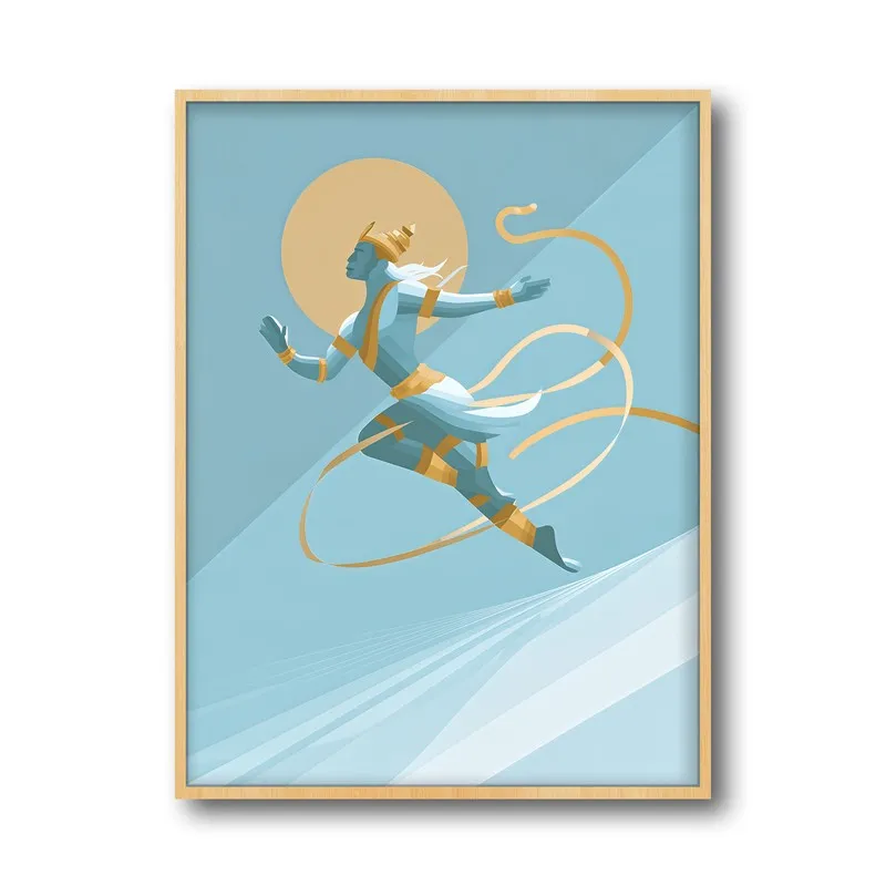 Powerful Sri Hanuman Archival Paper Wall Art - Natural Brown Frame media 5