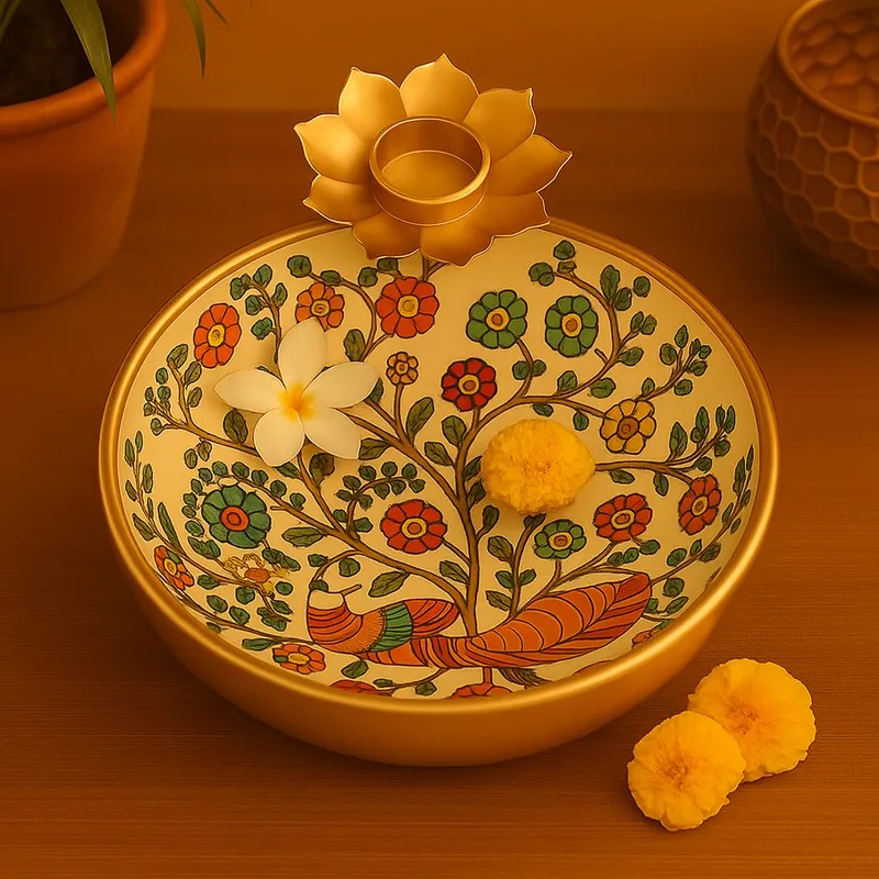 Floral Decorative Iron Urli - 3