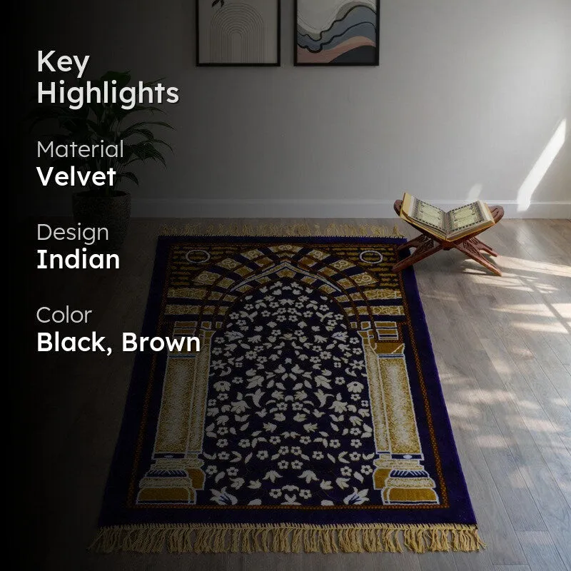 Classic Noor Velvet Pyaer Mat - Black,Brown media 2