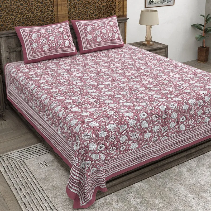Patterny Cotton Bedsheet (Maroon) - 240 TC media 1