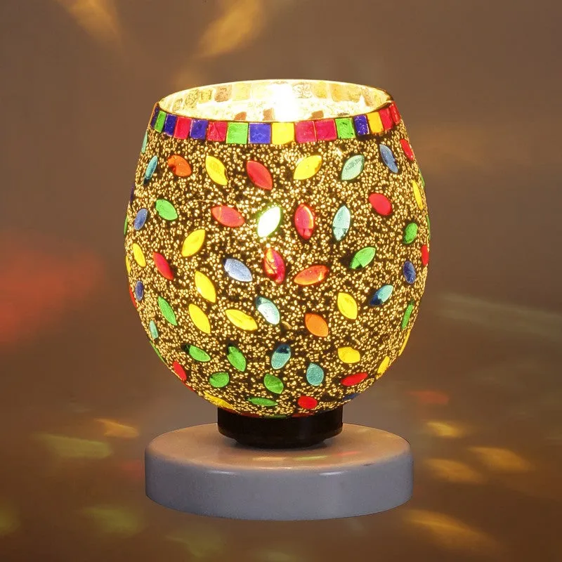 Luminatex Mosaic Glass Table Lamp With Wooden Base - Multicolor media 7