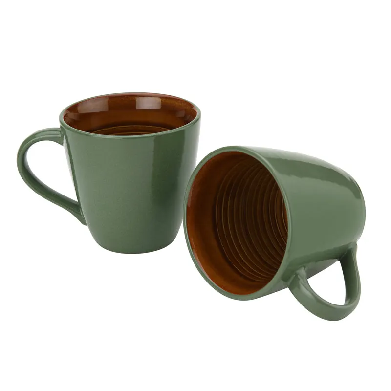 Karvaa Ceramic Coffee Mug (Forest Green/350 mL Each) - Set Of Two media 3