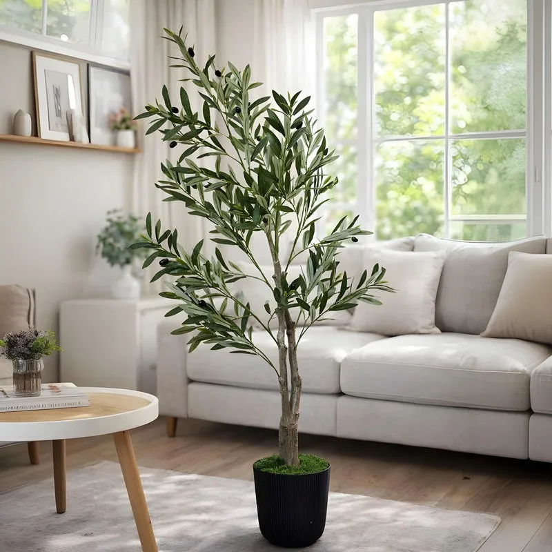 Green Nest Olive Artificial Plant With Black Plastic Pot - 152 cm (5 ft) media 3