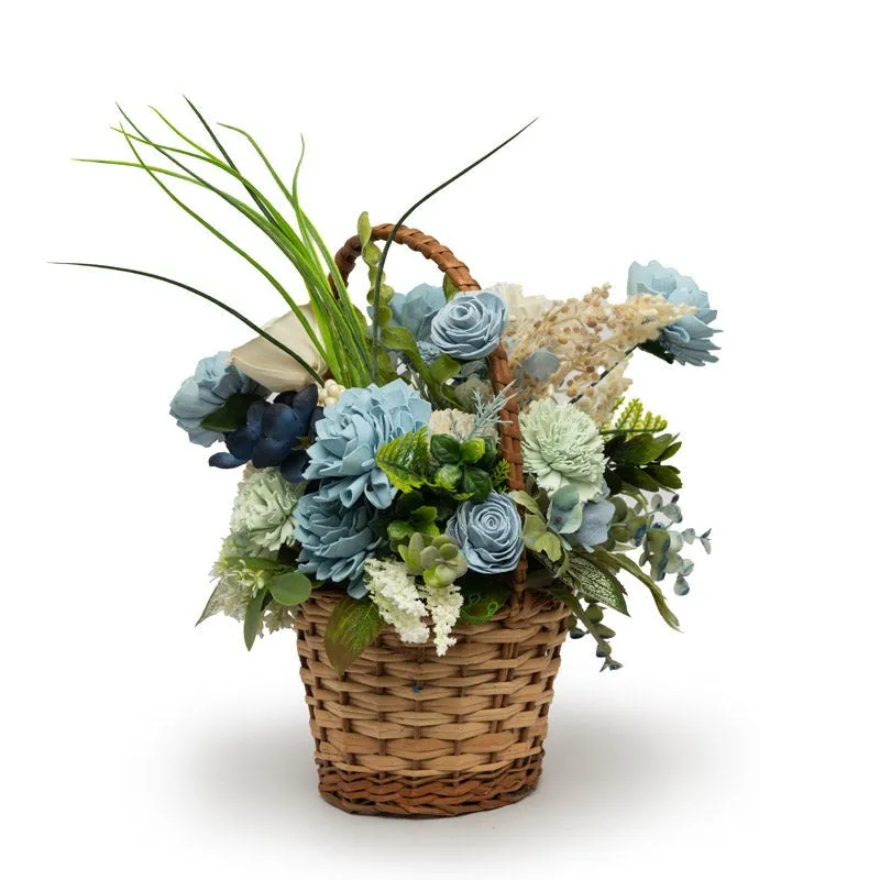 Niora Blue Solawood Floral Basket media 4