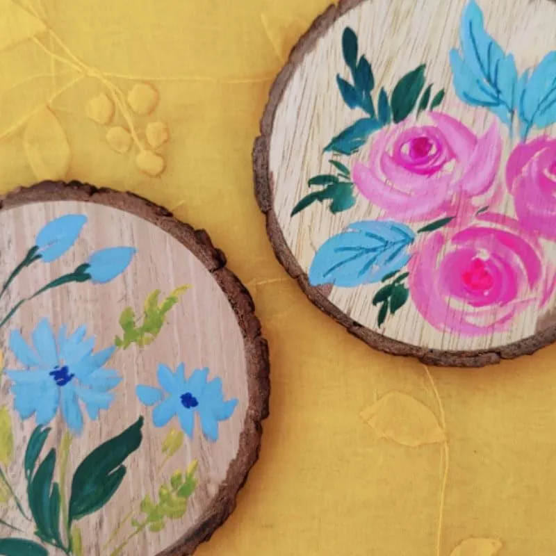 Rose Fusion Handpainted Coaster - Set Of Two media 3