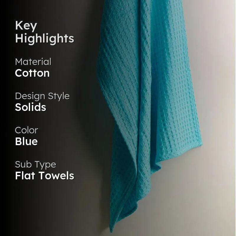 Pebble Glow Textured Waffle Bath Towel - Light Blue media 2