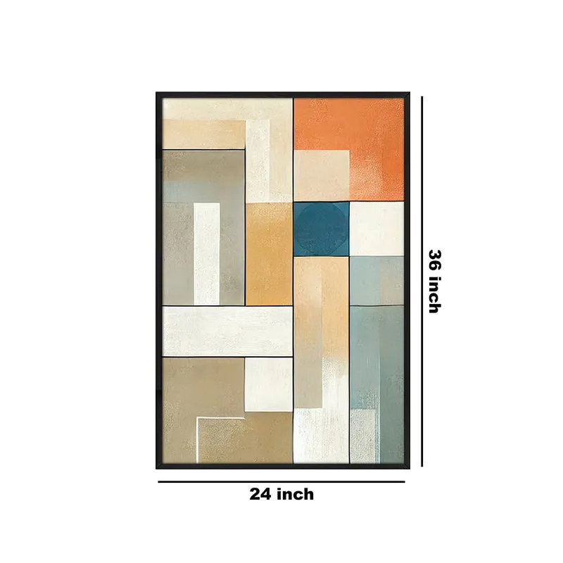 Hues of Earth Geometric Wall Painting With Frame media 6