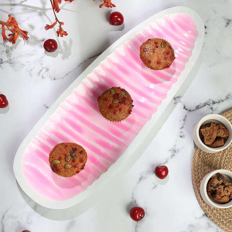Pink Stria Wood Platter