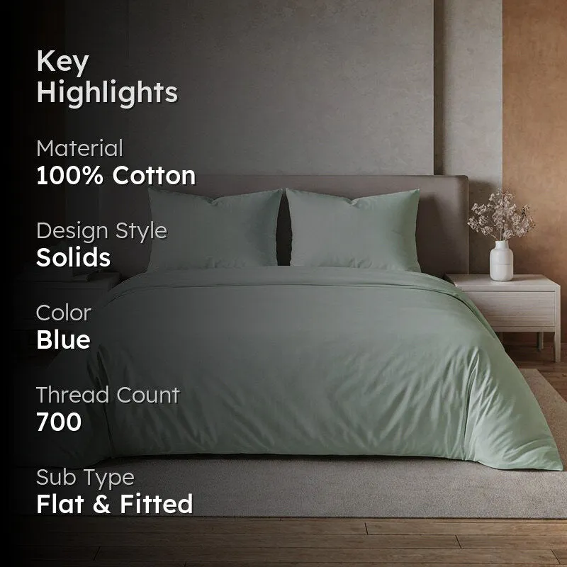 Freyda Solid Cotton Bedsheet (Mint) - 700 TC media 2