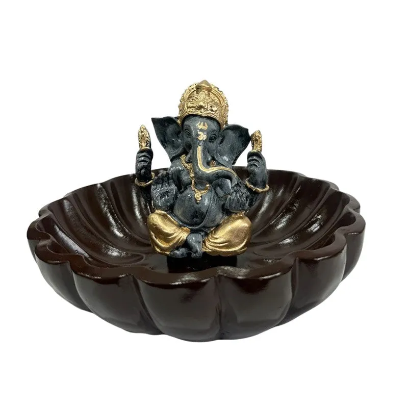 Lord Ganesha Decorative Resin Brown Urli media 3
