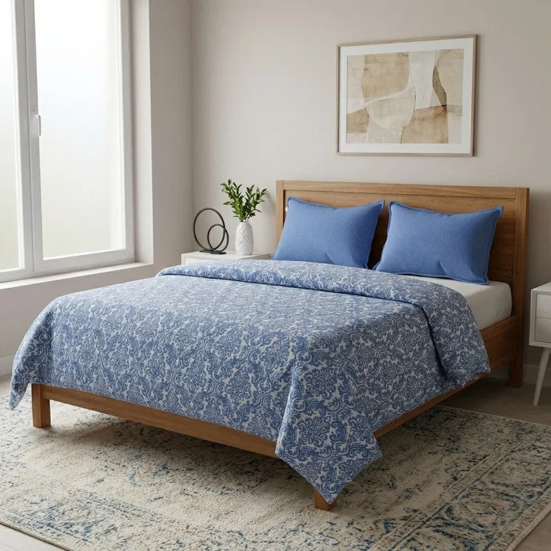 Artisan Hue Cotton Bedsheet (Blue) - 220 TC media 1