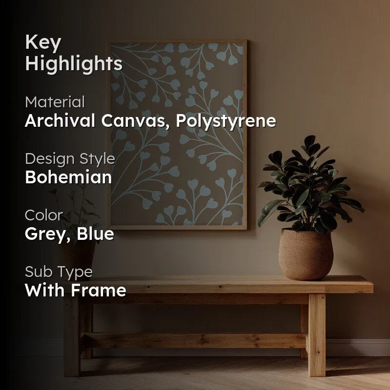 Tundra Bloom Canvas Wall Painting With Brown Frame media 2
