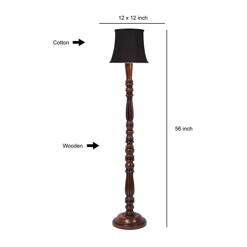 Masiya Vintage Wooden Floor Lamp - Black media 5