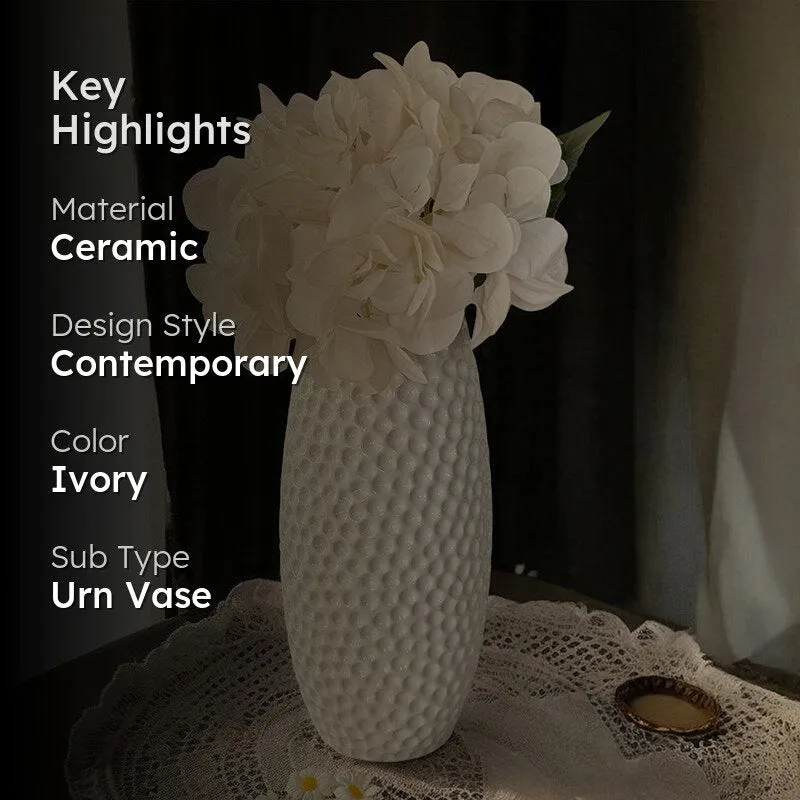 Rain Ridge Textured Ceramic Vase (White) - Large media 2