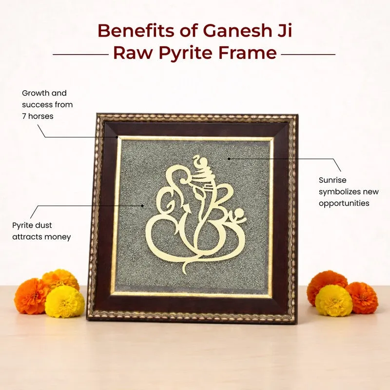 Divine Lord Ganesh Pyrite & Wood Wall Art media 4