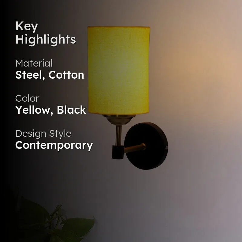 Sienna Sleek Steel & Cotton Wall Lamp - Yellow media 2