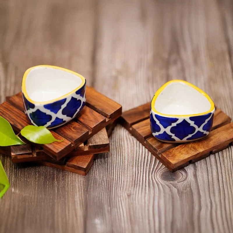 Platore Ceramic Dip Bowls (Blue,Yellow ,40 mL Each) - Set Of Two media 4