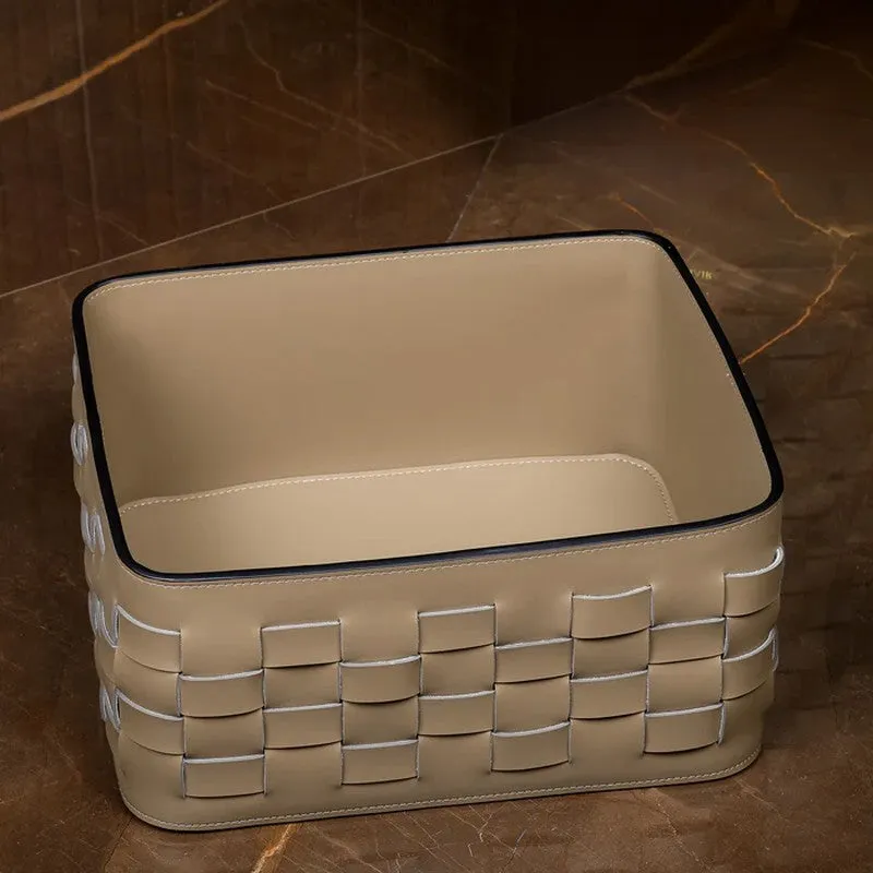 Storvia Faux Leather Storage Basket - Brown media 5