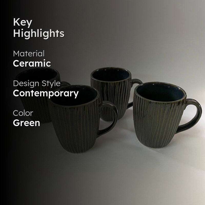 Stripe Ceramic Coffee Mug (300 mL Each) - Set of Six media 2