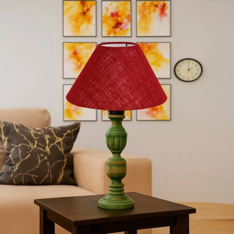Arvello Aiven Wooden Table Lamp - Maroon media 4