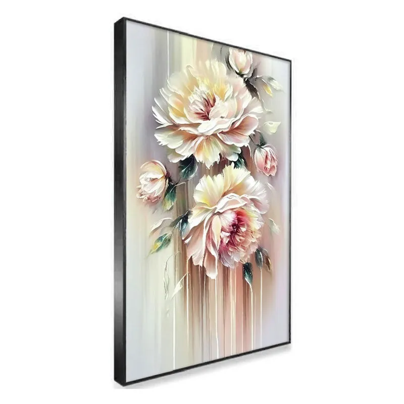 Fleur Pastel Floral Canvas Wall Painting With Frame - Black media 3