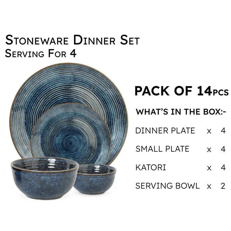 Meghneel Handmade Dinner Set (Blue) - 14 Piece Set media 4